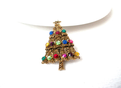 Vintage HOLLYCRAFT Rhinestones Christmas Brooch Pin 112620