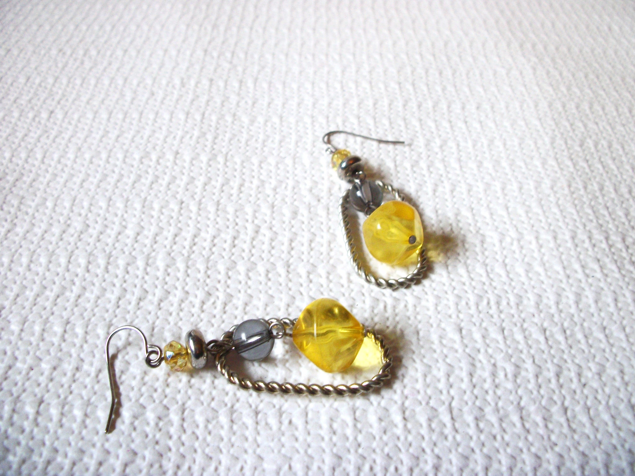 Retro Yellow Gray Dangle Earrings 52320