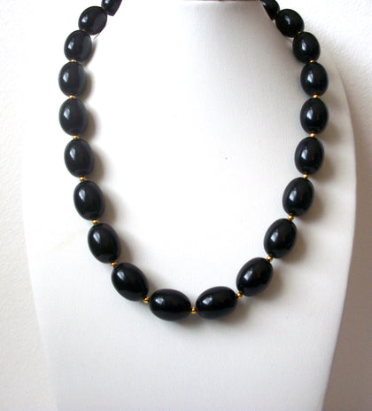 Retro Black Gold Lucite Necklace 112720
