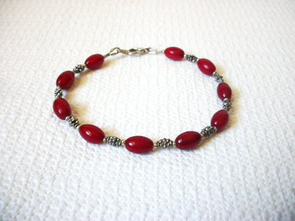 Vintage Silver Red Glass Bracelet 42220