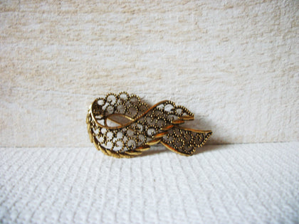 Vintage Darkened Gold Ribbon Brooch 52320