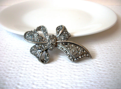 Vintage Large Rhinestone Bow Tie Brooch Pin 113020
