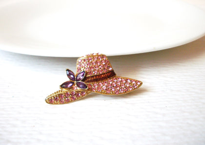 Vintage MONET Rhinestone Chic Hat Brooch Pin 112920