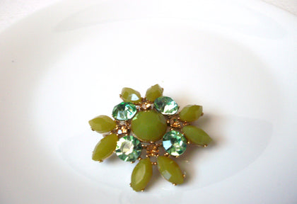 Vintage 1950s Prong Set Rhinestone Floral Brooch Pin 112920