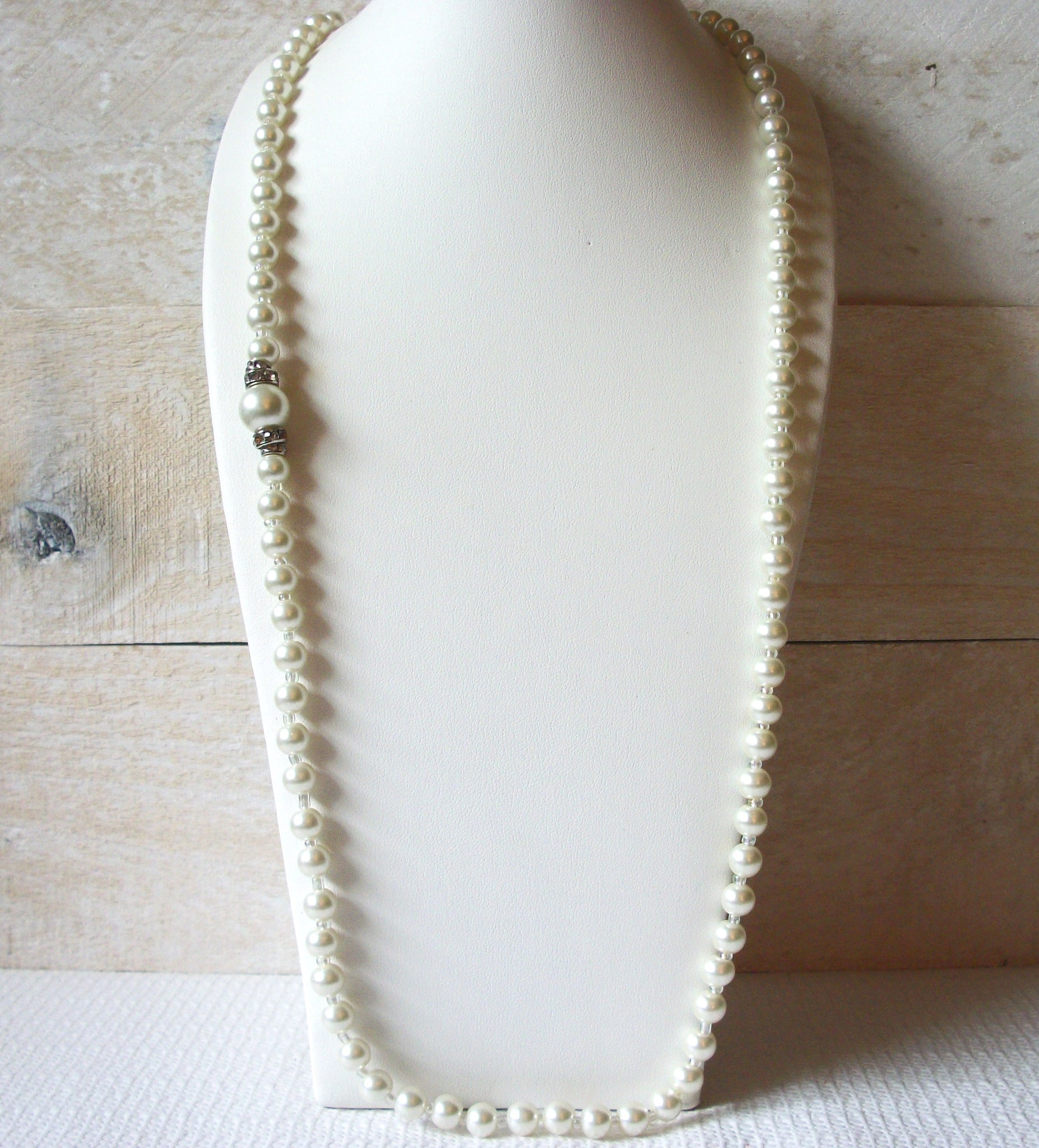 42 Inch Glass Pearl Rhinestones Necklace 52520