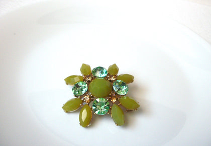 Vintage 1950s Prong Set Rhinestone Floral Brooch Pin 112920