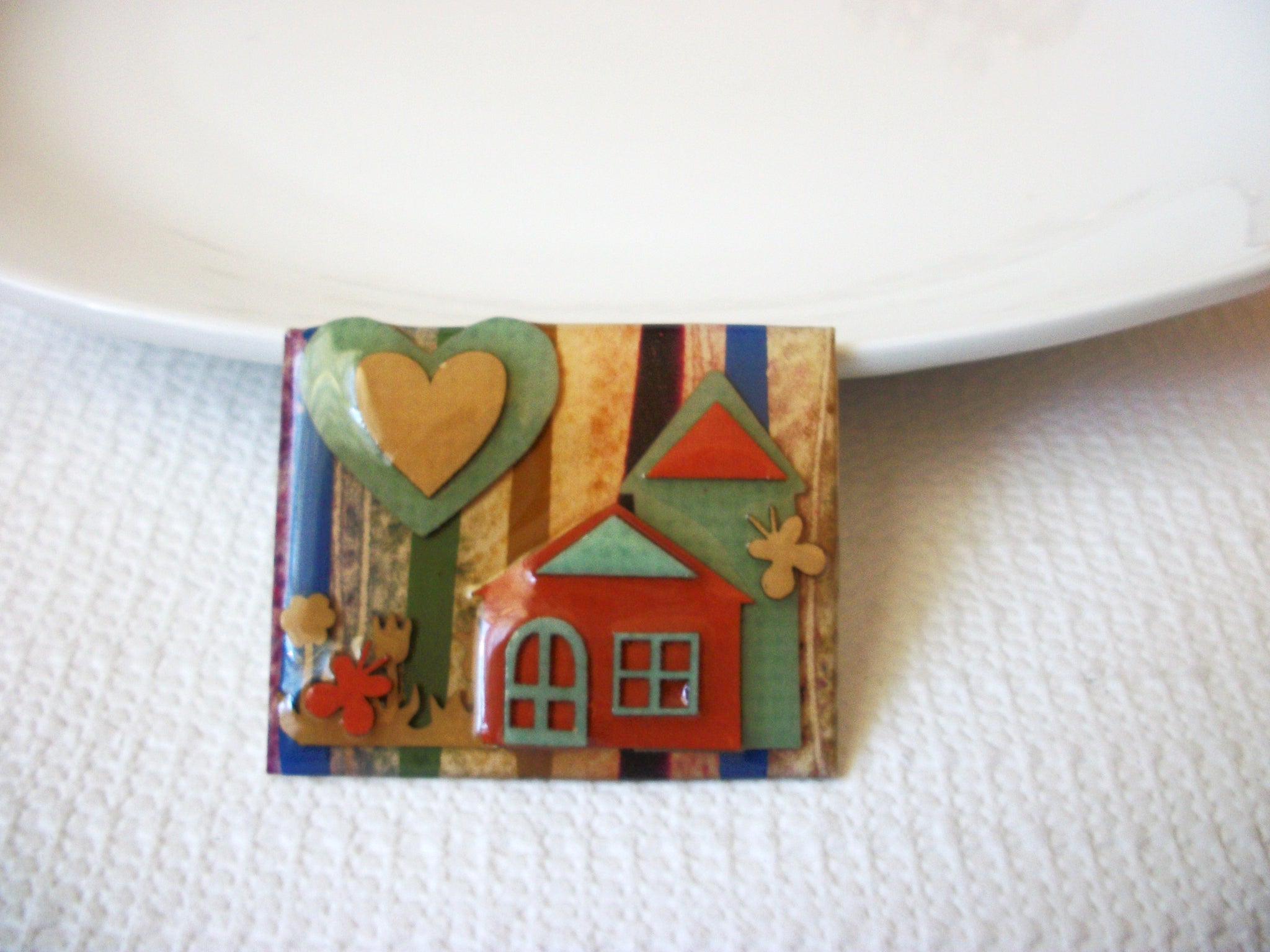 Vintage Pin By Lucinda Yates Designs House & Hearts With Butterflies 42320