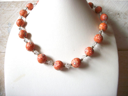 Vintage Coral Flower Necklace 52620