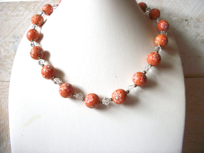 Vintage Coral Flower Necklace 52620