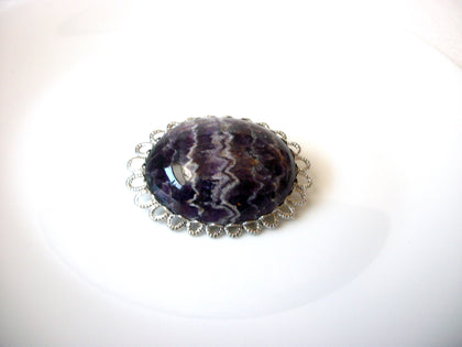 Vintage Natural Amethyst Ornate Brooch Pin 113020