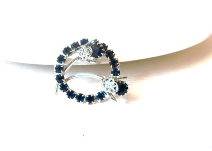 Vintage Prong Set Floral Rhinestone Brooch Pin 112920