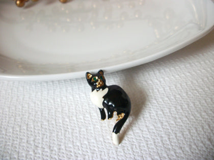 Vintage Rhinestones Cat Brooch 40120