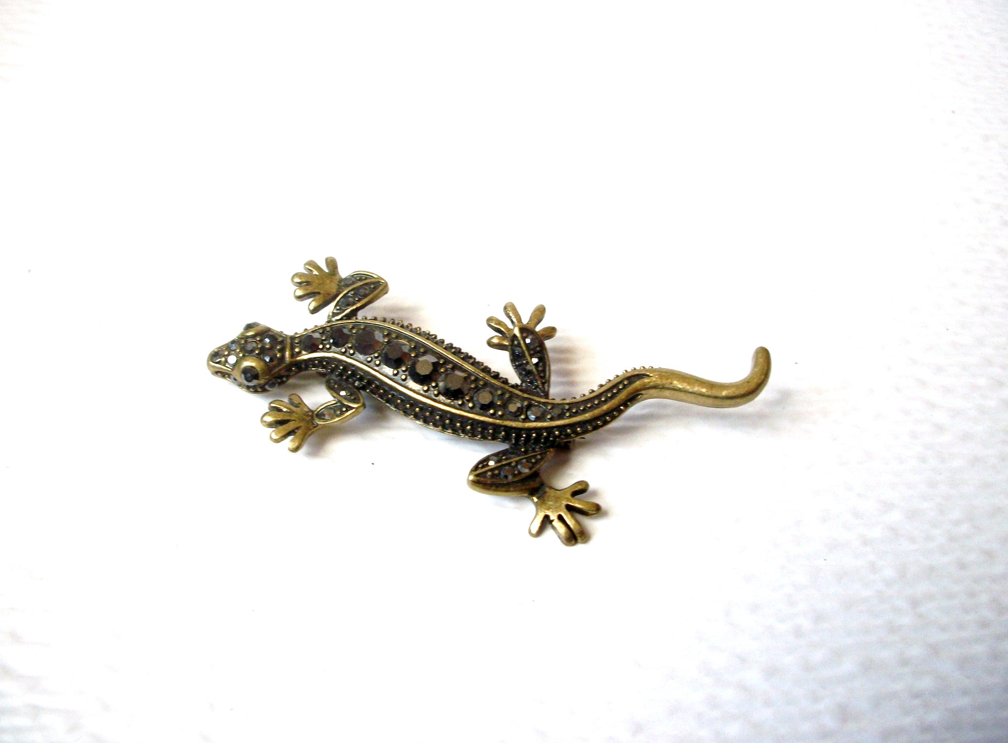 Vintage Designer Rhinestone Salamander Brooch Pin 112920