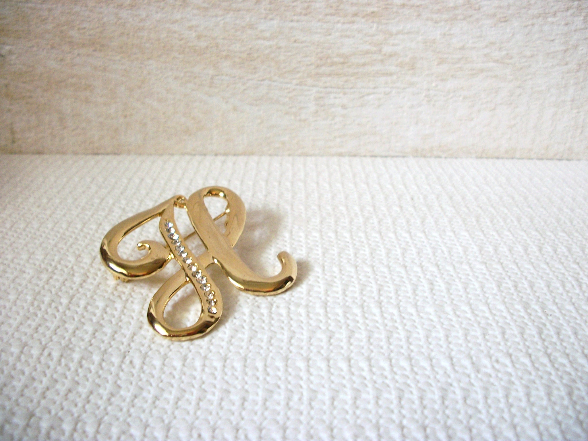 Retro Initial H Rhinestones Brooch 52720