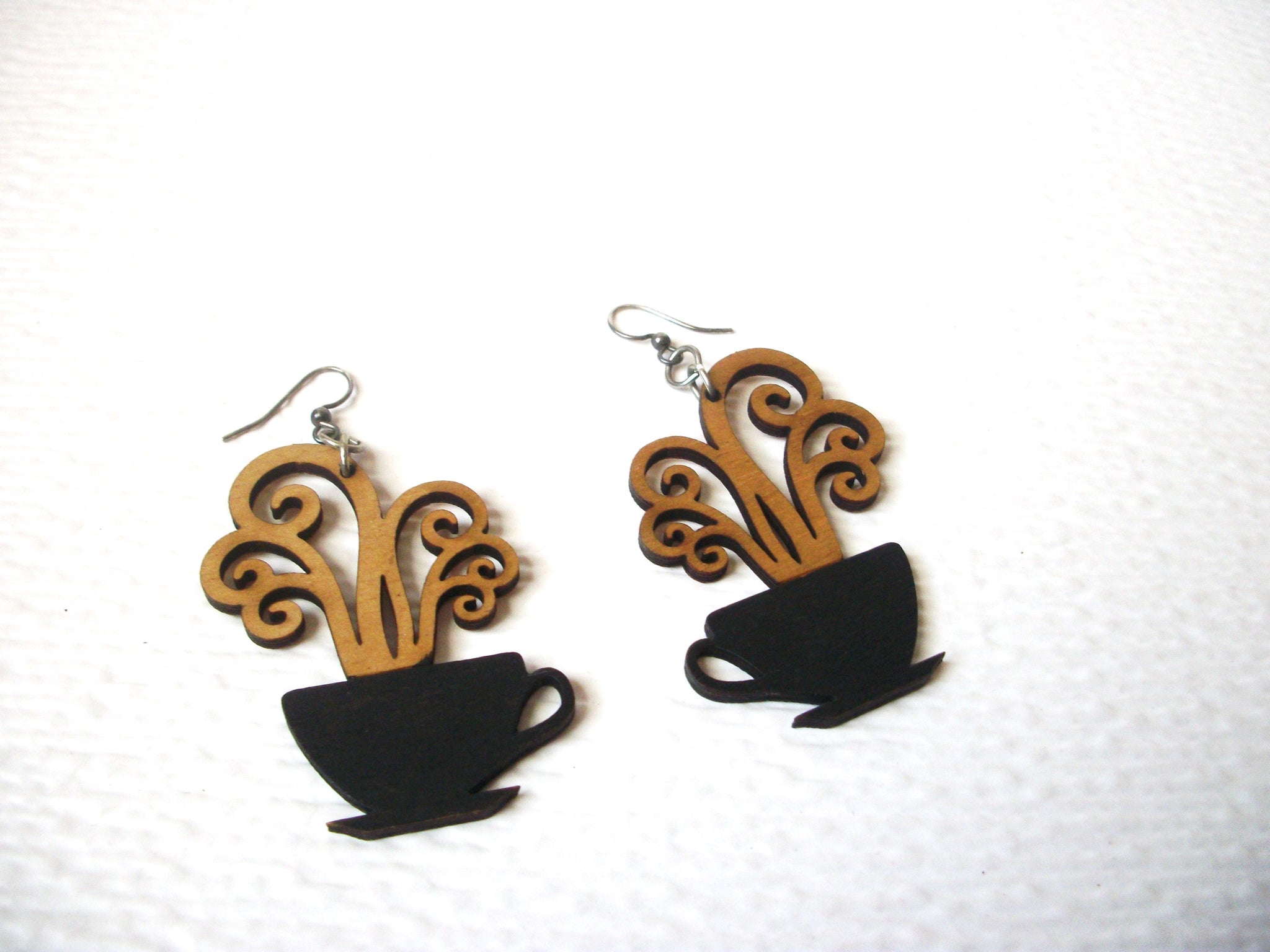 Vintage Aroma Coffee Wood Earrings 112920