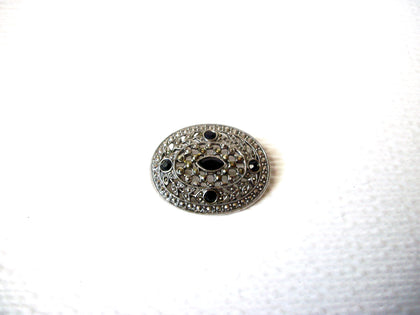 Vintage Art Deco Silver Black Ornate Brooch Pin 112920