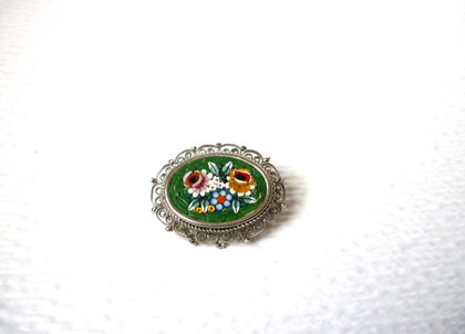 Vintage ITALY Mosaic Brooch Pin 113020
