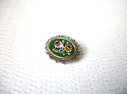 Vintage ITALY Mosaic Brooch Pin 113020