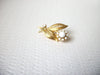 Vintage Gold White Floral Brooch Pin 113020