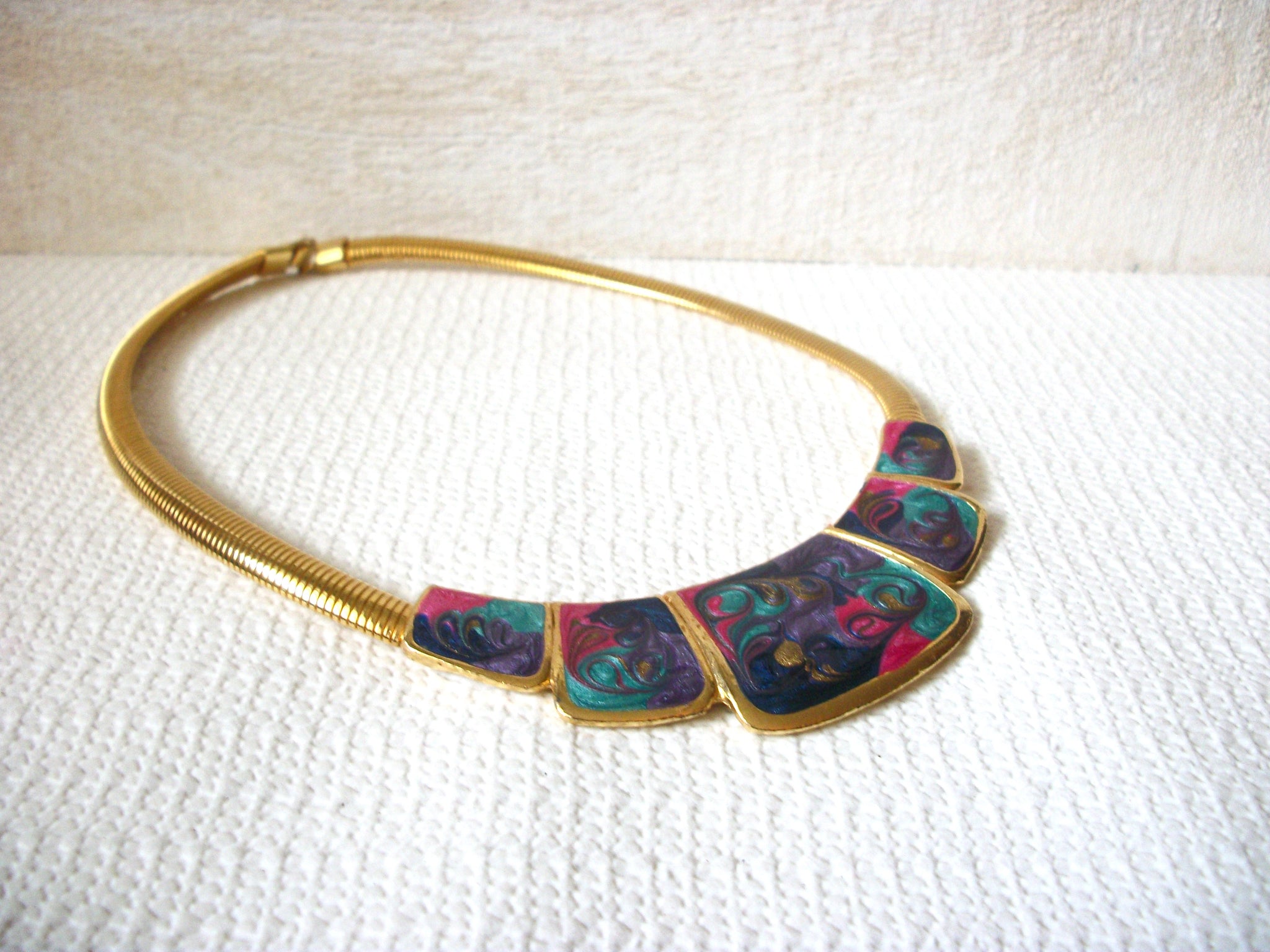 Retro Enameled Panel Necklace 52920