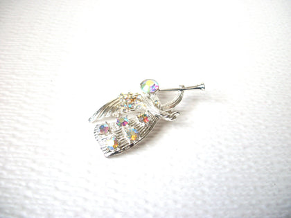 Vintage Aurora Borelias Crystal Angel Trumpet Brooch Pin 113020