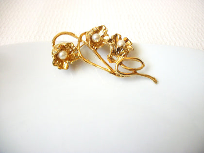 Vintage Glass Pearls Flower Brooch 40220