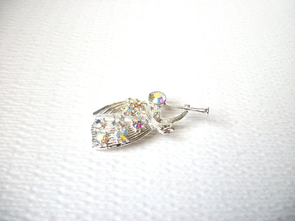 Vintage Aurora Borelias Crystal Angel Trumpet Brooch Pin 113020