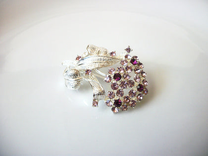 Vintage Floral Light Pink Amethyst Rhinestones Brooch 40220
