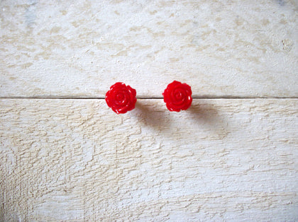 Smaller Retro Red Rose Earrings 52820