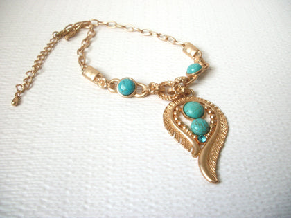 Retro Gold Turquoise Pendant Statement Necklace 113020