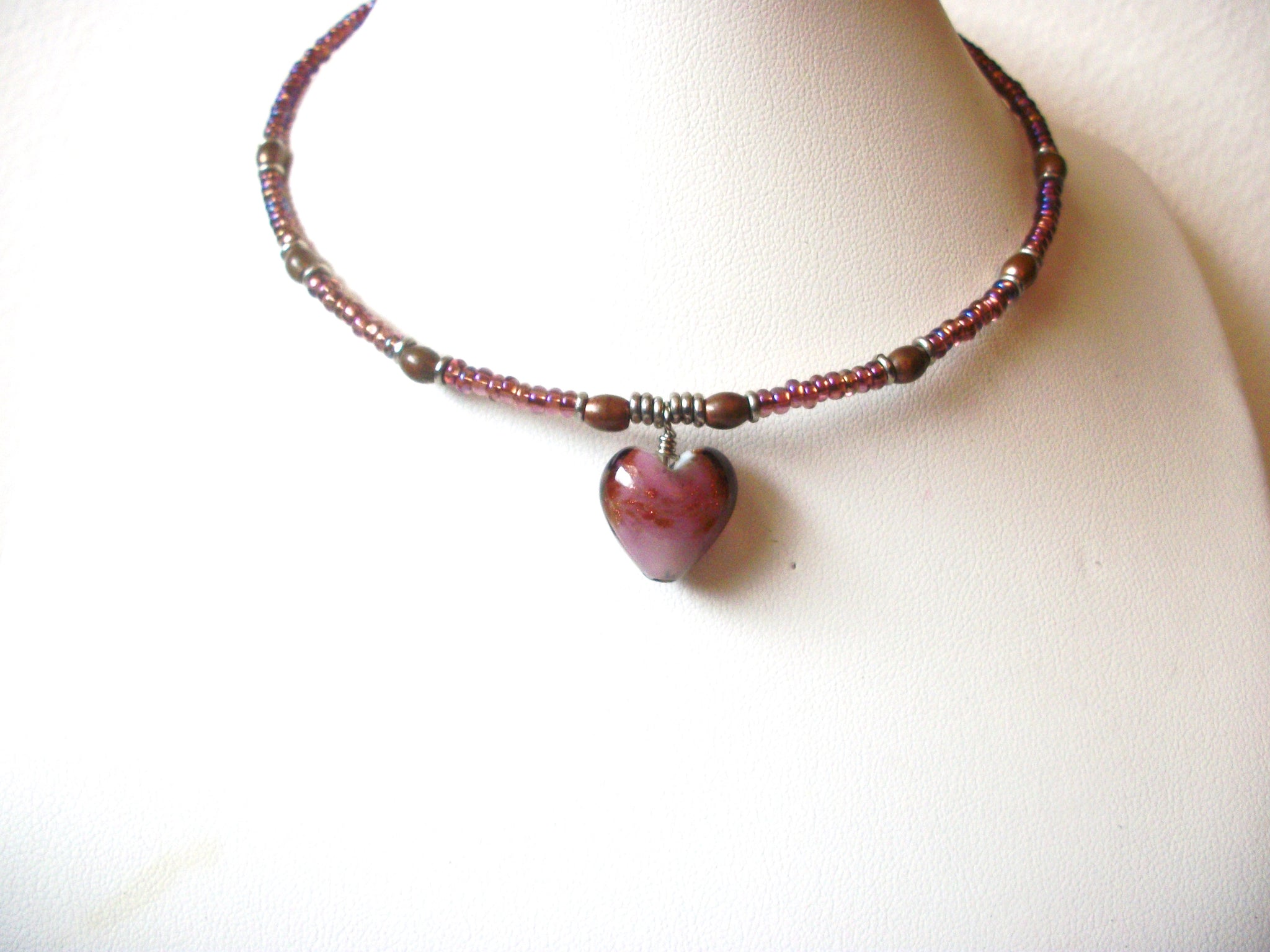 Bohemian Glass Heart Choker Necklace 120220