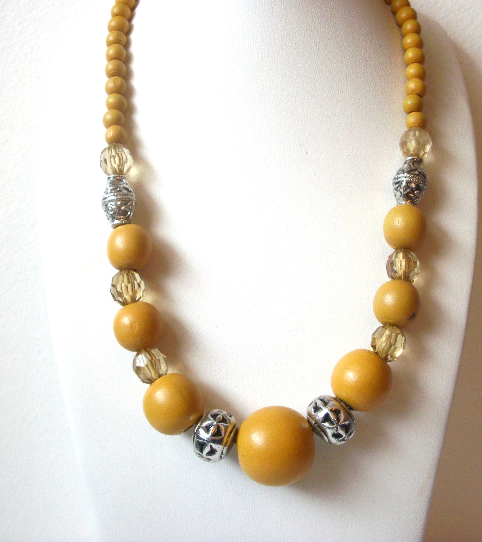 Bohemian Gold Silver Wood Necklace 120120
