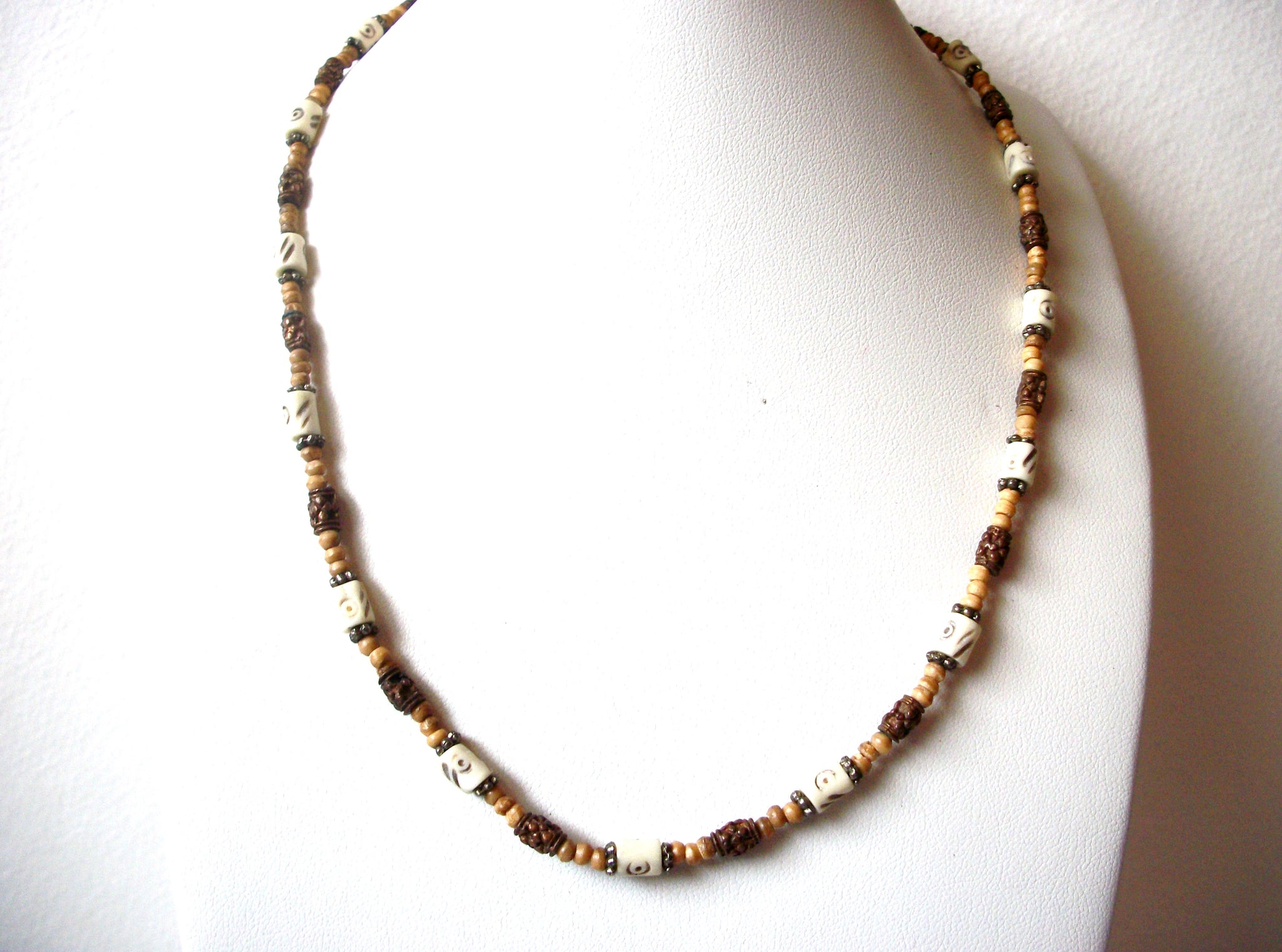 African Wood Stone Necklace 120120