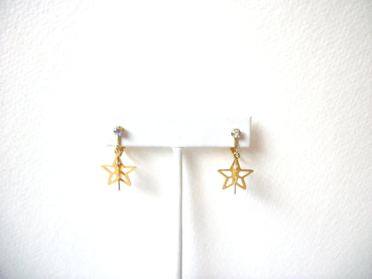 Vintage AB Crystal Star Stud Earrings 120320