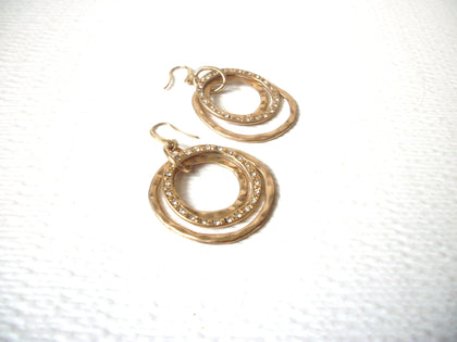 Retro Matte Gold Toned Rhinestone Dangle Earrings 120320