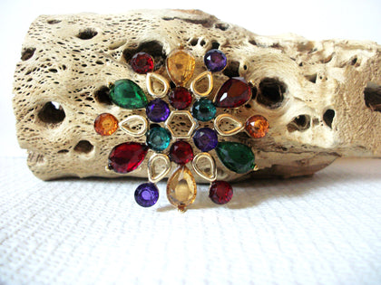 Vintage Colorful Bezel Glass Brooch 40220