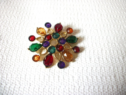 Vintage Colorful Bezel Glass Brooch 40220