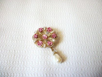 Victorian Faux Pearl Rose Brooch 40220