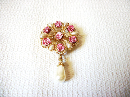 Victorian Faux Pearl Rose Brooch 40220