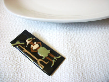 Vintage Pin Lucinda Yates Designs "Woman Pin" Choosing Which Hat to Wear Cute!