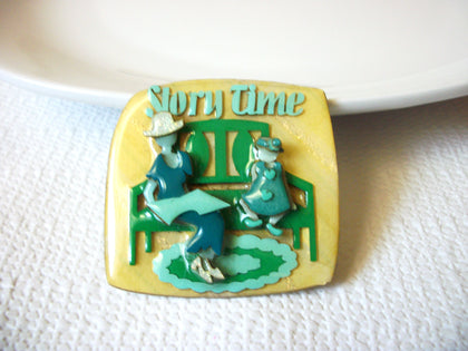 Vintage Pin By Lucinda Yates Designs "Reading to Kids" Pin