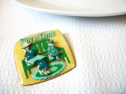 Vintage Pin By Lucinda Yates Designs "Reading to Kids" Pin