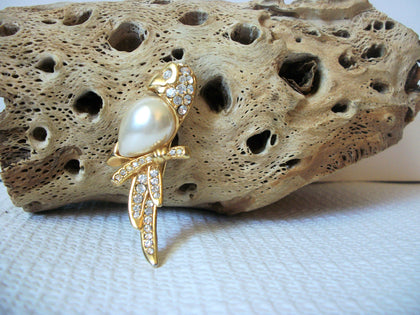 Vintage Signed Tropical Rhinestones Bird Brooch 40220