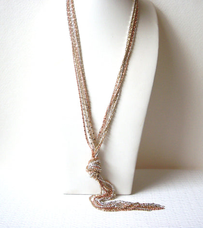 Retro Gold Silver Rose Gold Toned Long Tassel Necklace 120420