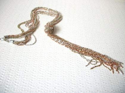 Retro Gold Silver Rose Gold Toned Long Tassel Necklace 120420