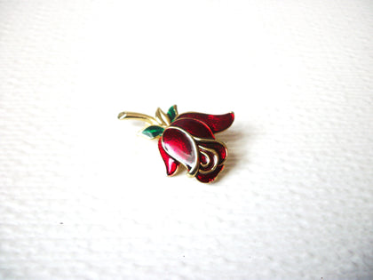 Vintage Red Rose Brooch Pin 120320