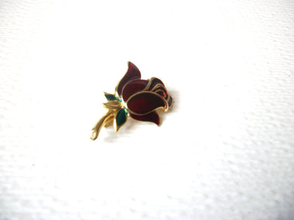 Vintage Red Rose Brooch Pin 120320