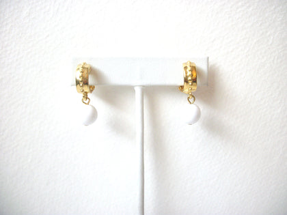 Retro Gold White Dangle Earrings 120320
