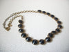 Vintage J CREW Gold Toned Prong Set Black Necklace 120320