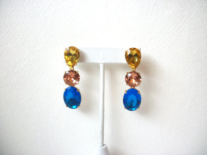 Vintage J Crew Colorful Prong Set Glass Earrings 120320